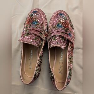 Like New Betsey Johnson Pink Sparkle Loafers in 6W